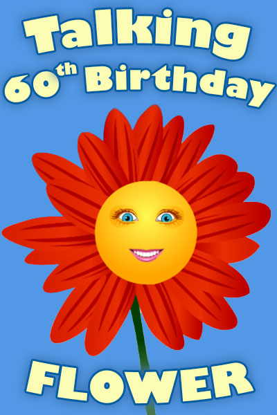 A red and orange flower, with a smiling face in the center of the blossom.