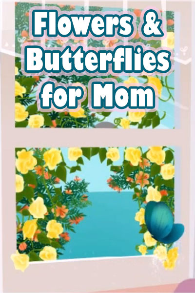The thumbnail image for this online Mother's Day ecard features several butterflies amid draping vines and roses.