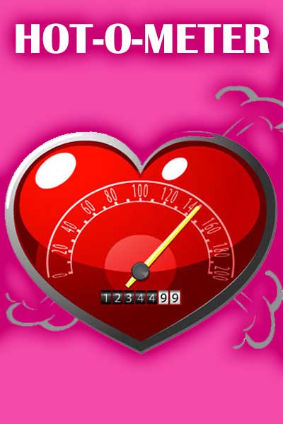 A plump red heart, with a speedometer on it. The speedometer needle is pointing to 140.