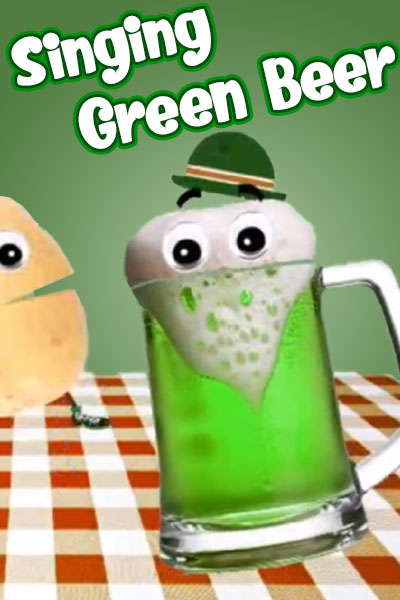 A mug of green beer. The mug is mid-song. 
