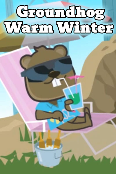A groundhog sits in the opening to its burrow sipping a icy drink while wearing sunglasses.