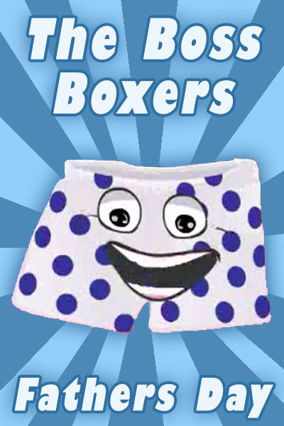 A pair of polka dotted boxer shorts with a smiling face is featured in the thumbnail image of this funny Fathers Day card.