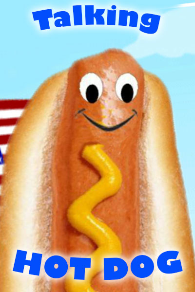 A hot dog smiles at the viewer. 