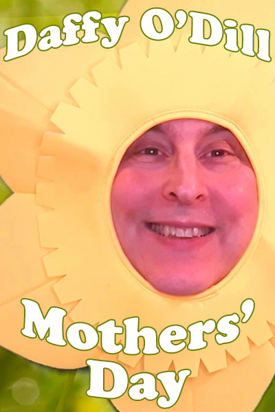 A smiling man wears a daffodil costume in the thumbnail for this funny Mother's Day ecard. 