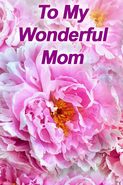A closeup view of the center of a pink peony in the thumbnail of this beautiful Mother's Day ecard.