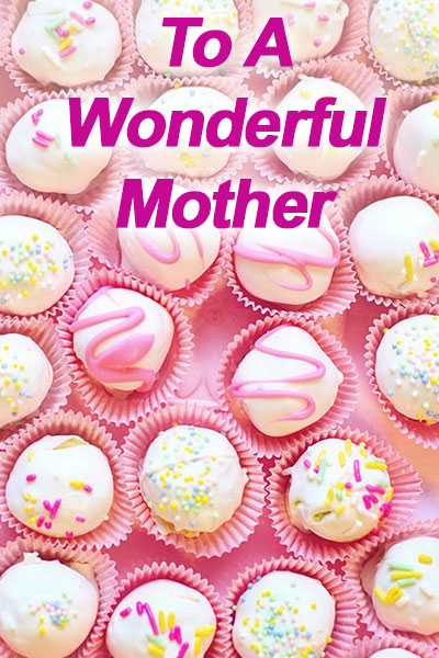 A bunch of beautifully decorated petit fours. The thumbnail for this original Mother's Day ecard is filled with the tasty treats.