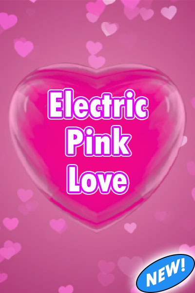This Valentine's Day ecard shows a hot pink heart in the center against a dark background with small pink hearts in it. The text reads, "Electric Pink Love".
