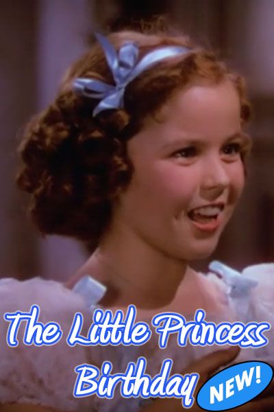 a still photo from the 1939 Shirley Temple film, "The Little Princess" showing Shirley temple smiling at her friend Becky. The title is below.