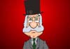 A cartoon man, wearing a suit and top hat. He looks very irritated.