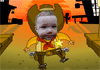 A cowboy with the face of a baby.