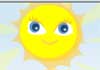 A wide eyed sun peeks out from behind a cloud, and smiles at the viewer.