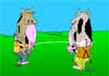 The thumbnail for this funny ecard for birthday is a Rubes by Leigh Ruben cartoon. A man is holding a full-size dairy cow on his shoulder, and reaching around the cow’s body to squeeze her udder, and shoot milk like a squirt gun, at another man doing the same thing. Dairy Farm Birthday is written above them. 