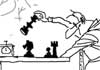 A Mike Du Jour cartoon of a man playing chess in a park. The ecard title The Chess Match is written above him. 
