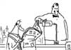 A Mike Du Jour cartoon of a bartender pouring a drink for a man reading a newspaper.