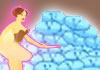 A tiny fairy waves her wand over a pile of blue pills.