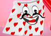 A pair of white boxer shorts covered in red hearts, and singing to the viewer.
