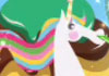 The Setting is a magical land with a candy forest, lollipop trees, candy flowers. Very bright and ultra-happy. In the middle of the landscape is a giant birthday cake with unlit candles. The frosting on its front side kind of makes a face, a sad face. The main character is a Unicorn: it has a white or pink body, rainbow mane and tail, with very long magical hair, a golden horn that shines and sparkles….With classical music playing, we see the Candy and lollipop forest and landscape in black, white and gray only. There are lots of presents and cakes. The whole scene is dull and gray. A magic Unicorn prances into the scene and, unlike the gray forest, he is totally colored and vibrant. Unicorn stops suddenly, shocked, and looks around and sees that everything is gray. It sees the sad cake. On the far side of the screen there is a small young tree with the new Starbucks’s “Unicorn Frappuccino” cups all over the tree branches. This is the only colorful tree and has the colorful swirly sauce in it. Each has a green straw sticking out of the rounded bubble top. The magic Unicorn prances over to the Unicorn Frappuccino cup while the sad cake’s sad eyes follow the unicorn glumly.The Unicorn sips from one cup. Then it farts. The fart makes colorful sparkles which waft all over the forest and cake and presents, everything. Everything in the forest and scene comes to life with full bright colors when the fart-sparkles waft over them. As the scene is transformed, fade in the Samba dancing music. The sad cake looks startled at the fart, then surprised at the wafting fart-sparkles, then delighted as the sparkles settle upon it and bring it to life in full color and with a big smile! The whole scene sparkles & glistens. The Rainbow Unicorn is prancing in and dancing around the now happy cake. Final banner rainbow appears saying: “ Wishing you a magically sparkling birthday! ”
