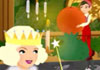 A beautiful cartoon fairy, dressed in white, wearing a gold crown and holding a wand is smiling at her companion who is perched on the fireplace mantle beside her. Her companion is a tiny elf holding a small sack filled with Christmas stocking stuffers. The ecard title Christmas Elf and Fairy is written above them. 