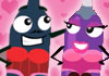 Two bottles of champagne, a male and a female, each are wearing lingerie.