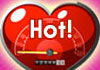 A plump red heart, with a speedometer on it. The speedometer needle is pointing to 140.
