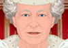 An animated ecard of Queen Elizabeth wearing a crown. There is a black ribbon with a bow and red heart at the bottom of the thumbnail as a symbol of mourning following her passing.