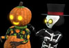 Dancing Halloween eCard thumbnail image shows a dancing pumpkin gal and a dancing skeleton guy in a top hat. 