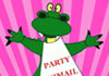 An alligator is dancing in the foreground. He wears a white t-shir that says, 